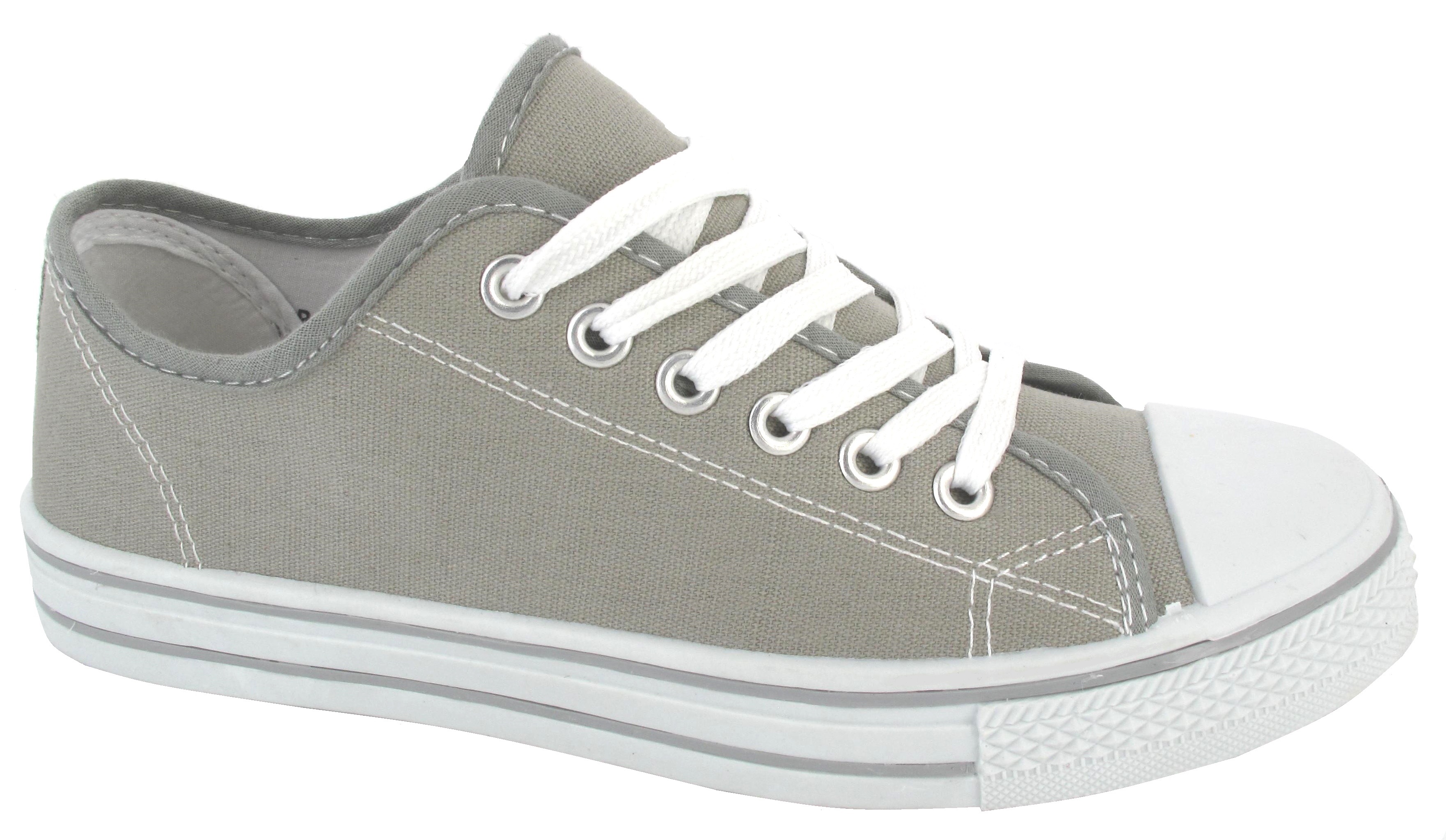 flat round lace up canvas shoes